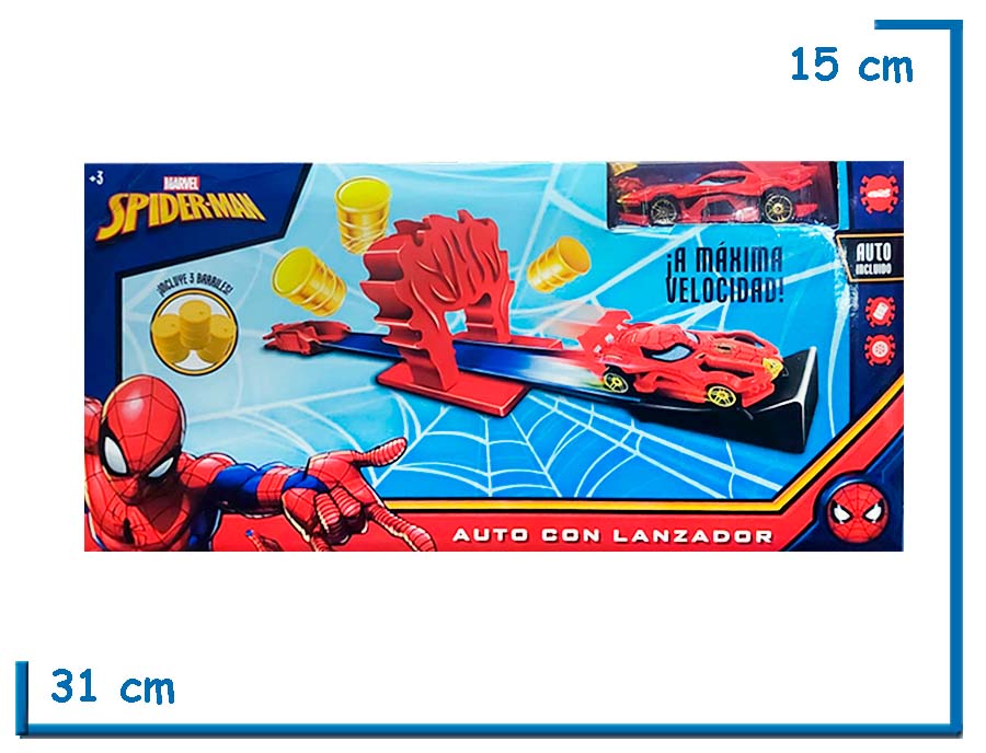 SPIDER-MAN AUTO CON LANZADOR Y 3 BARRILES