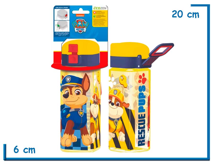 PAW PATROL BOTELLA SAFETY LOCK SQUARE ECOZEN 370ML