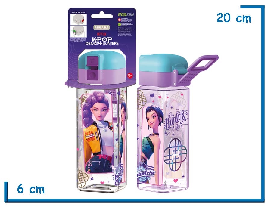 K-POP DEMON HUNTERS BOTELLA SAFETY LOCK SQUARE ECOZEN 370ML