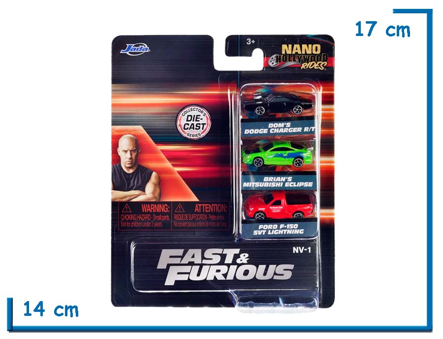 JADA FAST & FURIOUS NANO HOLLYWOOD RIDES X3 DIE CAST