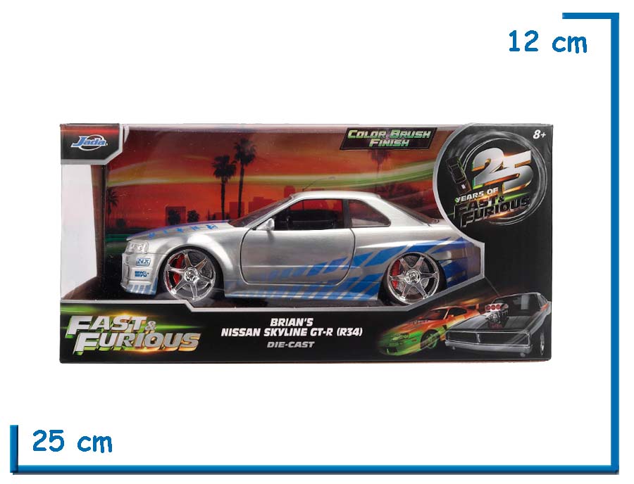 JADA BRIANS NISSAN SKYLINE GT-R DIE CAST 25 YEARS OF FAST & FURIOUS 1.24
