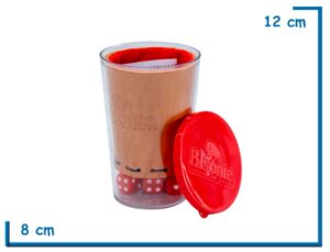 GENERALA BISONTE DADOS ROJOS CUBILETE NATURAL EN VASO ACRILICO