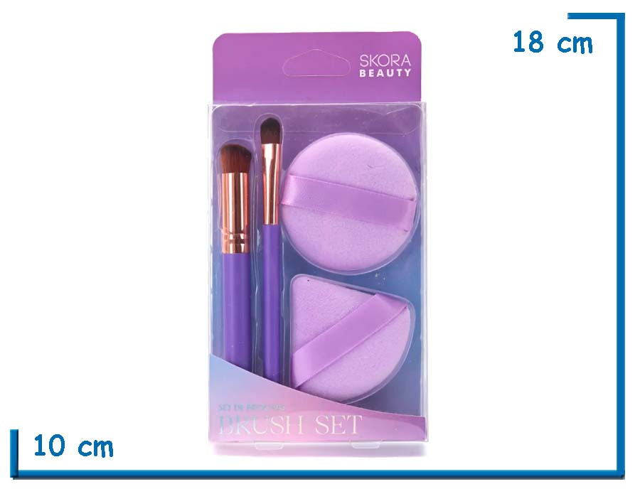 SKORA BEAUTY SET LILA BLENDERS Y BROCHA PARA DIFUMINAR 4U