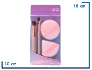 SKORA BEAUTY SET ROSA BLENDERS Y BROCHA PARA DIFUMINAR 4U