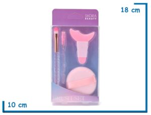 SKORA BEAUTY SET DE BLENDER ROSA BROCHA STENCIL Y CEPILLO DE CEJAS