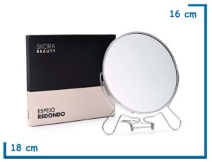 SKORA BEAUTY ESPEJO REDONDO DE CARTERA CON AUMENTO DOBLE FAZ
