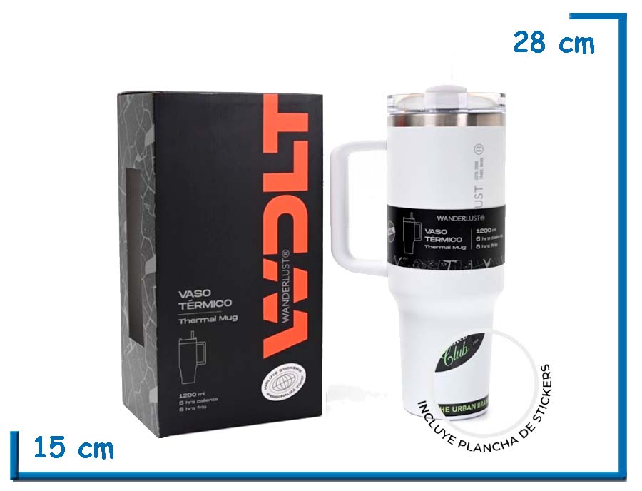 WANDERLUST VASO TERMICO BLANCO CON BOMBILLA 1200ML