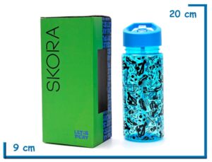 SKORA BOTELLA INFANTIL AZUL FUTBOL CON PICO 500ML
