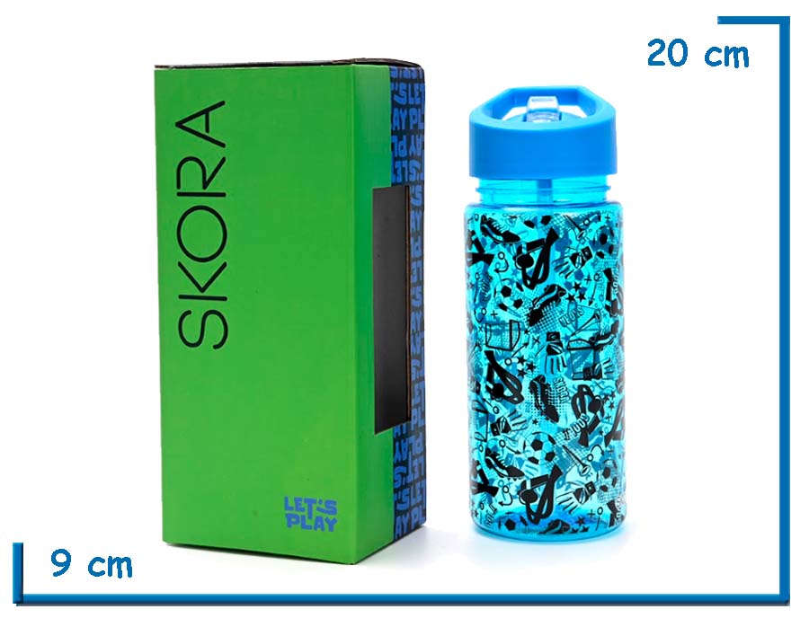 SKORA BOTELLA INFANTIL AZUL FUTBOL CON PICO 500ML