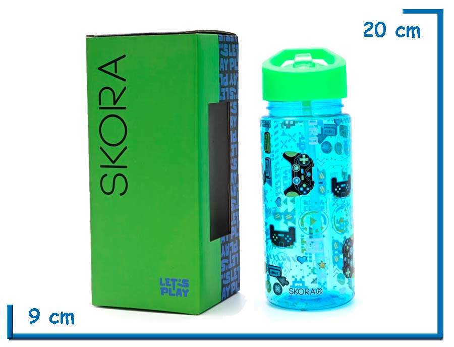 SKORA BOTELLA INFANTIL AZUL VIDEOGAME CON PICO 500ML