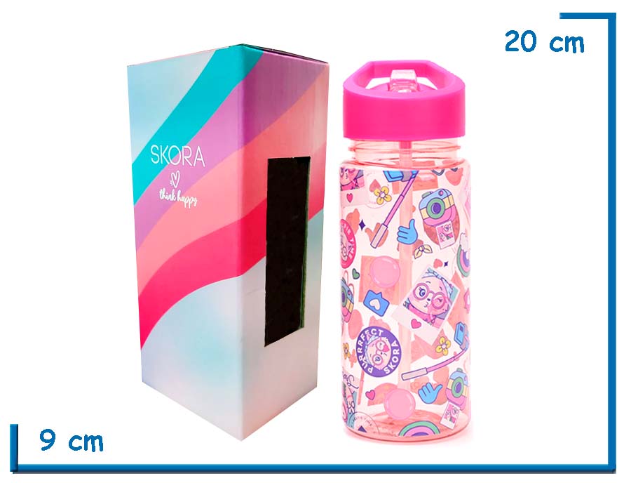 SKORA BOTELLA INFANTIL ROSA GATITOS CON PICO 500ML