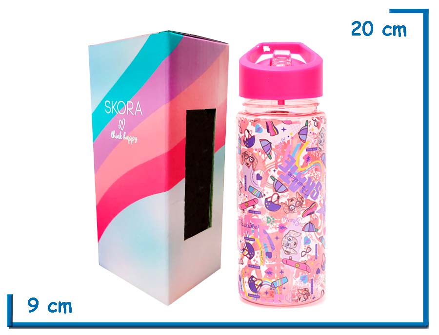 SKORA BOTELLA INFANTIL ROSA SKATE CON PICO 500ML