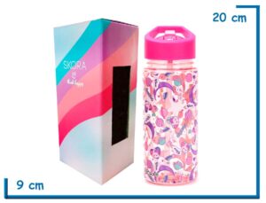 SKORA BOTELLA INFANTIL ROSA UNICORNIOS CON PICO 500ML
