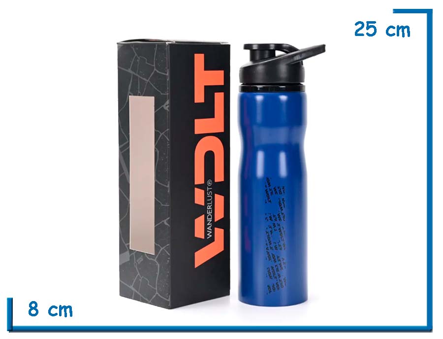 WANDERLUST BOTELLA DEPORTIVA AZUL METAL CON PICO 750ML