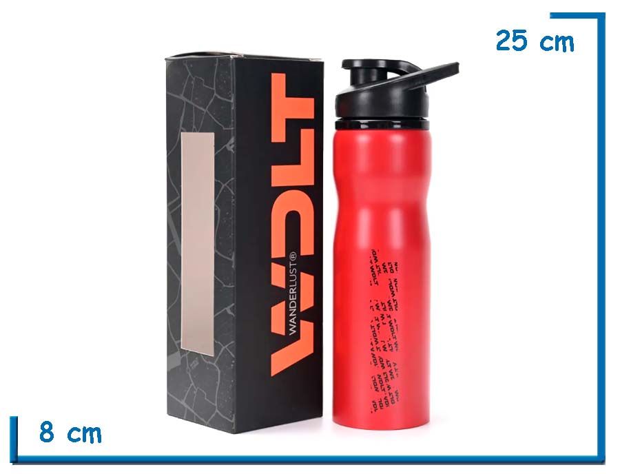 WANDERLUST BOTELLA DEPORTIVA ROJA METAL CON PICO 750ML