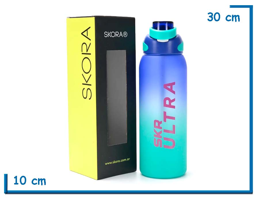 SKORA BOTELLA DEPORTIVA AZUL Y VERDE CON PICO Y AGARRE 1500ML
