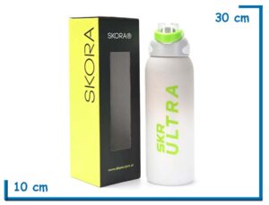 SKORA BOTELLA DEPORTIVA GRIS Y BLANCA CON PICO Y AGARRE 1500ML
