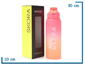 SKORA BOTELLA DEPORTIVA ROSA Y NARANJA CON PICO Y AGARRE 1500ML