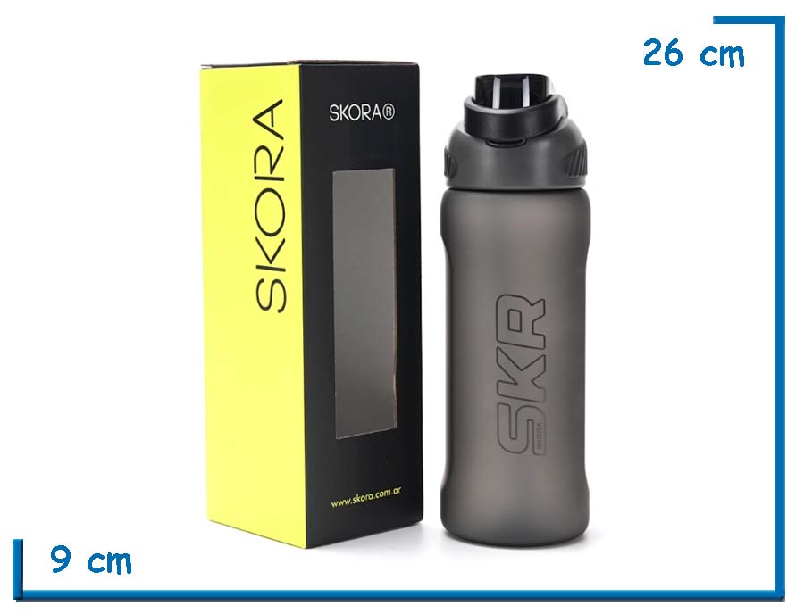 SKORA BOTELLA DEPORTIVA NEGRA DOBLE PICO 1000ML