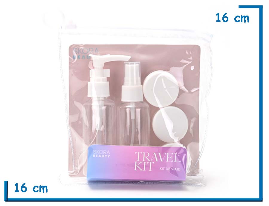 SKORA BEAUTY TRAVEL KIT BLANCO ENVASES PARA RELLENAR 5U