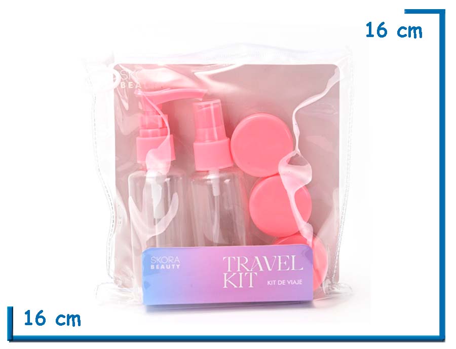 SKORA BEAUTY TRAVEL KIT ROSA ENVASES PARA RELLENAR 5U
