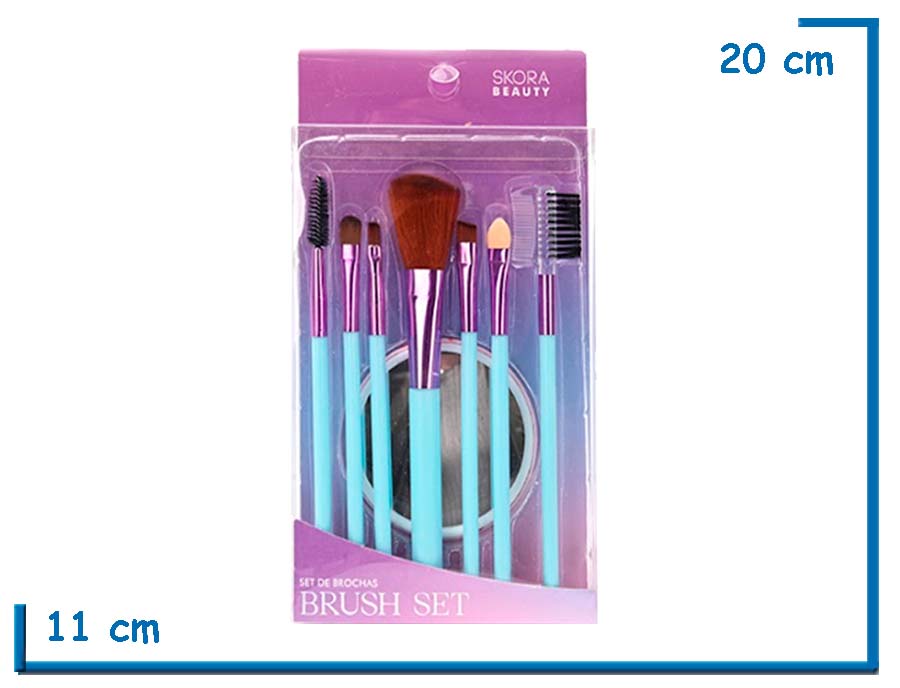 SKORA BEAUTY SET CELESTE BROCHAS MAQUILLAJE Y ESPEJO 8U