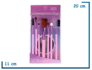 SKORA BEAUTY SET LILA BROCHAS MAQUILLAJE Y ESPEJO 8U