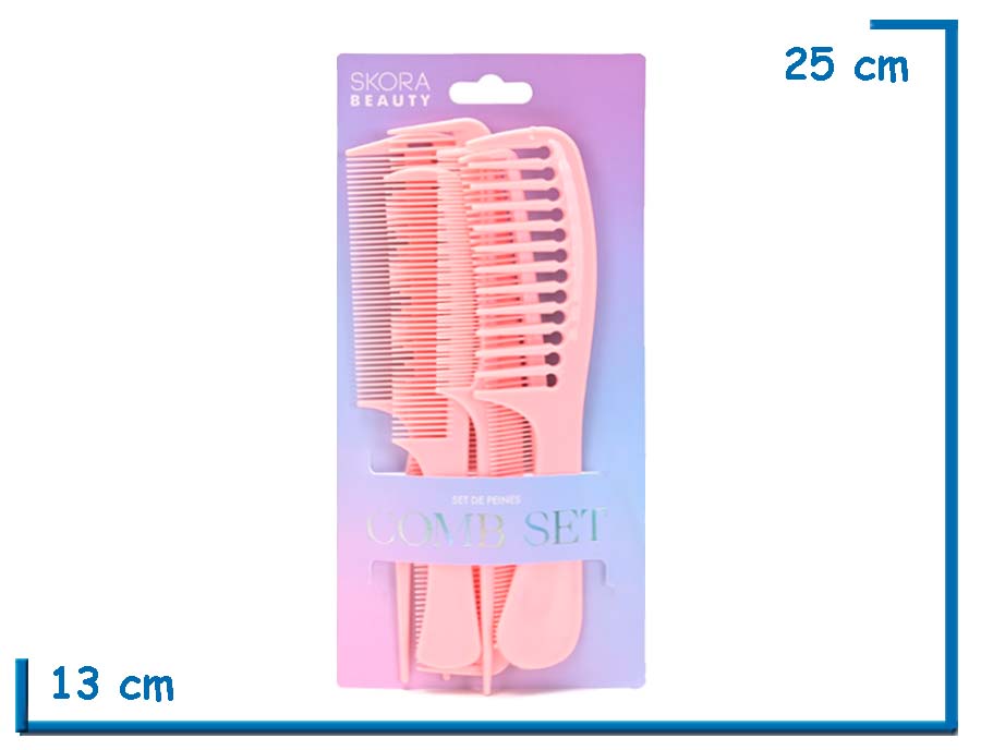 SKORA BEAUTY COMB SET ROSA SET DE PEINES 6U