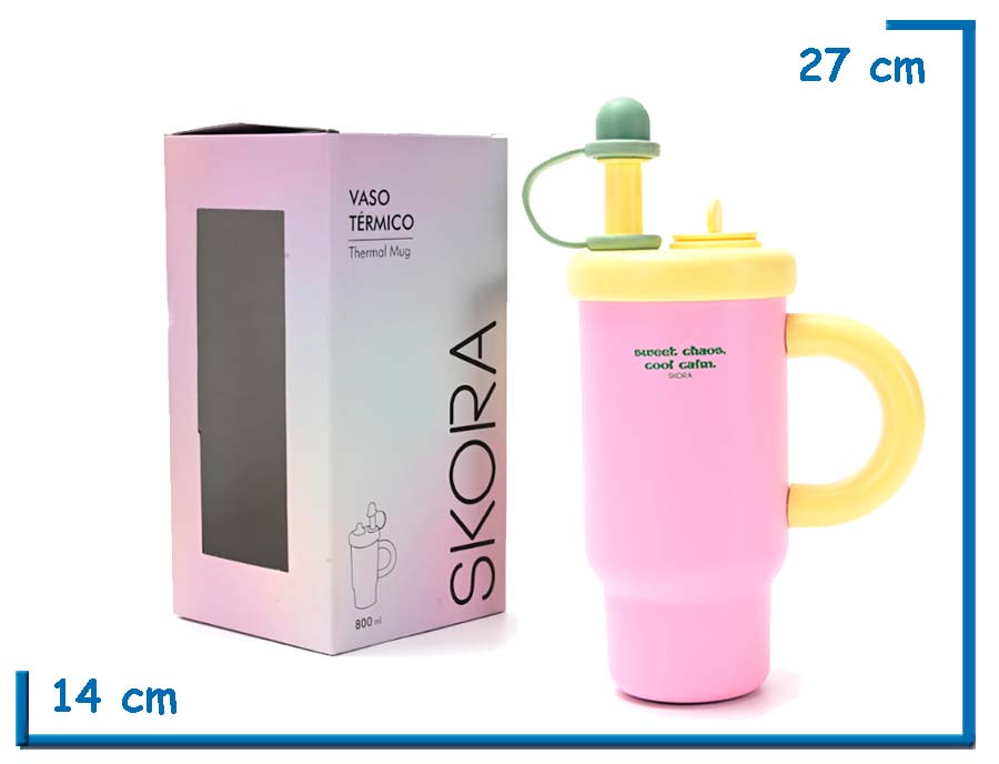 SKORA VASO TERMICO ROSA METAL 800 ML
