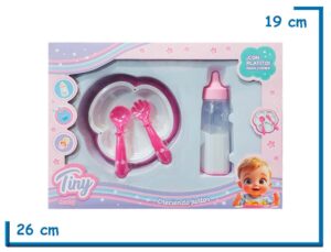 TINY BABY SET DE PLATO BLANCO Y MAMADERA EN CAJA