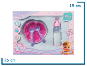 TINY BABY SET DE PLATO FUCSIA Y MAMADERA EN CAJA