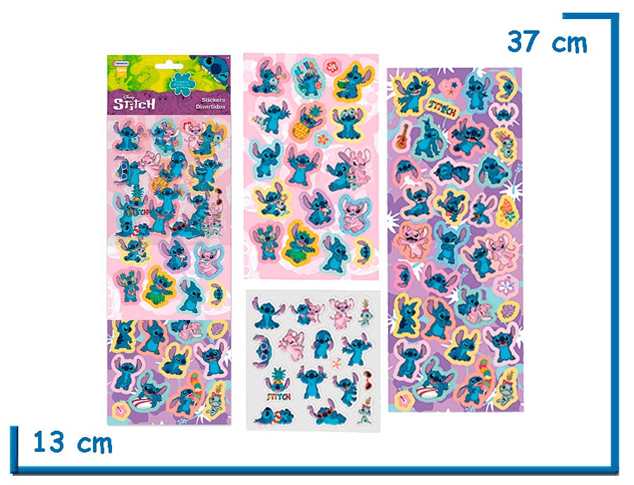 STITCH STICKER DIVERTIDOS CON RELIEVE Y METALIZADOS