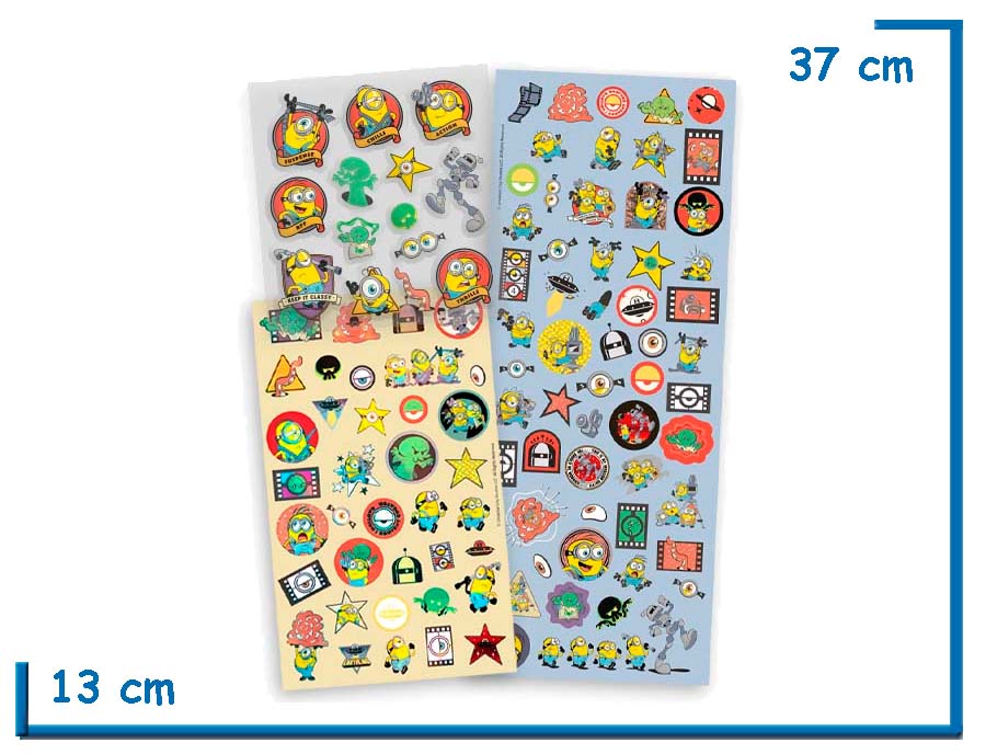 MINIONS & MONSTERS STICKER DIVERTIDOS CON RELIEVE Y METALIZADOS