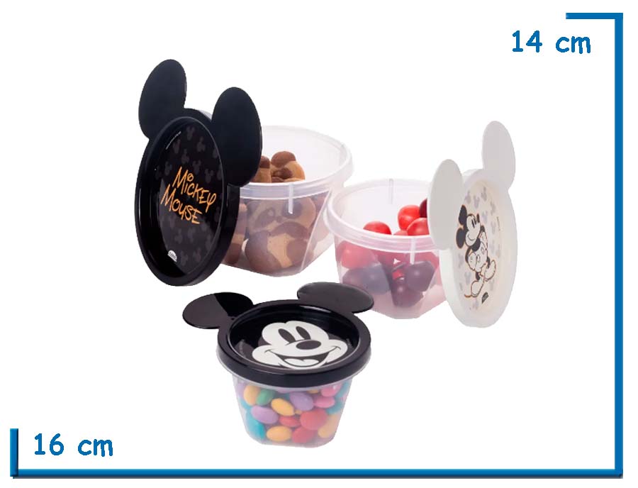 MICKEY MOUSE RECIPIENTES X3 PIEZAS CON OREJAS