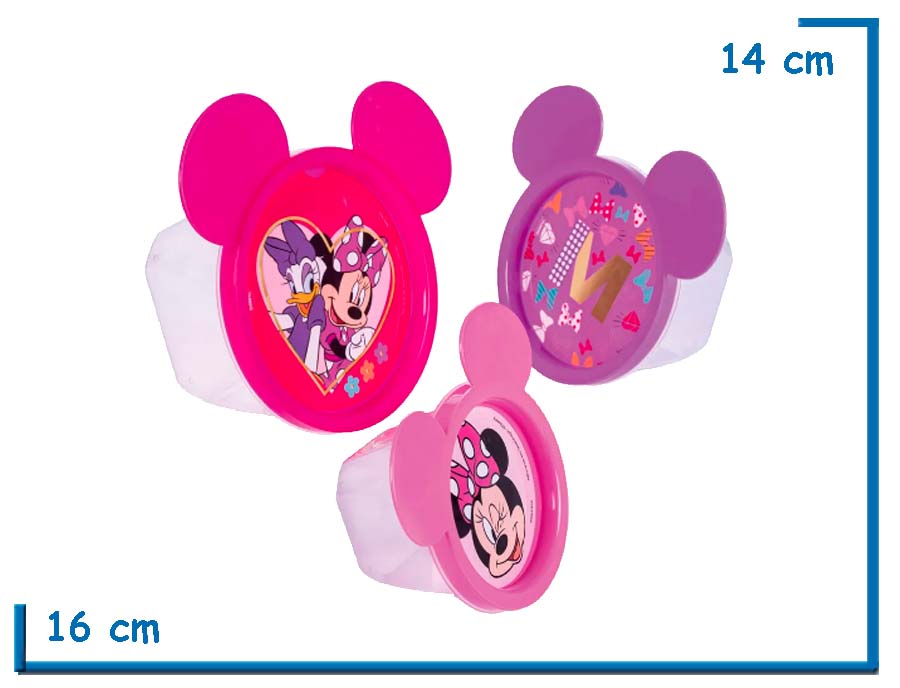 MINNIE MOUSE RECIPIENTES X3 PIEZAS CON OREJAS