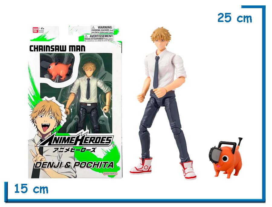 BANDAI DENJI & POCHITA CHAINSAW MAN ANIME HEROES 17CM