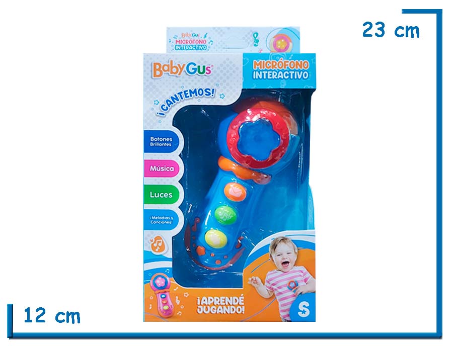 BABY GUS MICROFONO INTERACTIVO CELESTE LUZ Y SONIDO