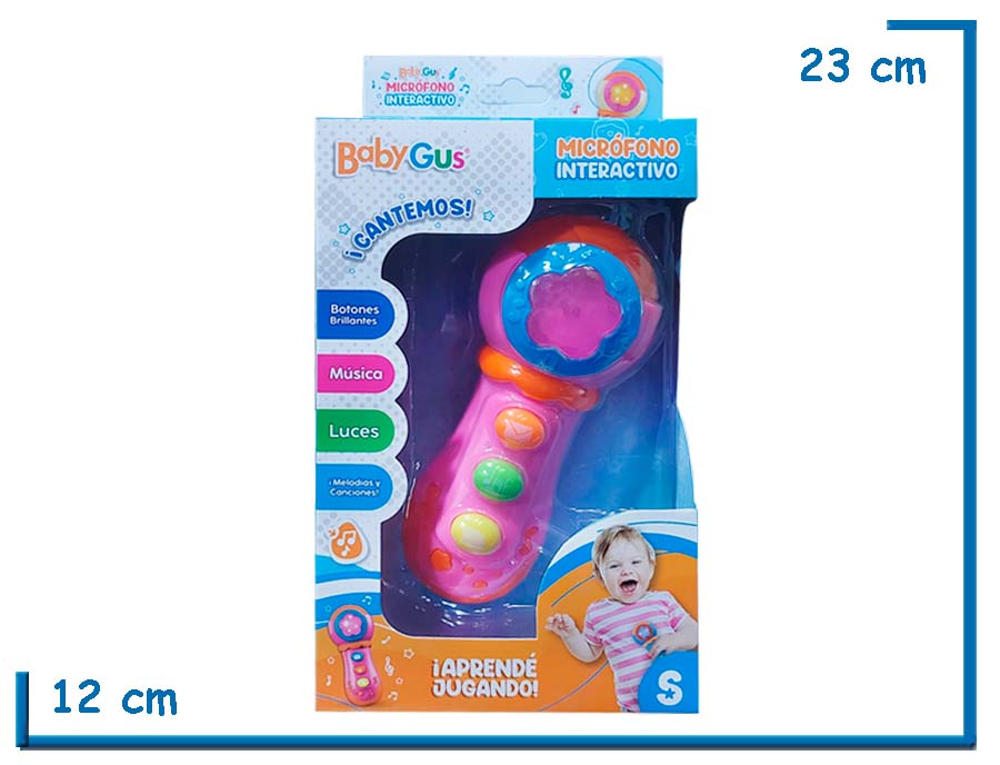 BABY GUS MICROFONO INTERACTIVO ROSA LUZ Y SONIDO