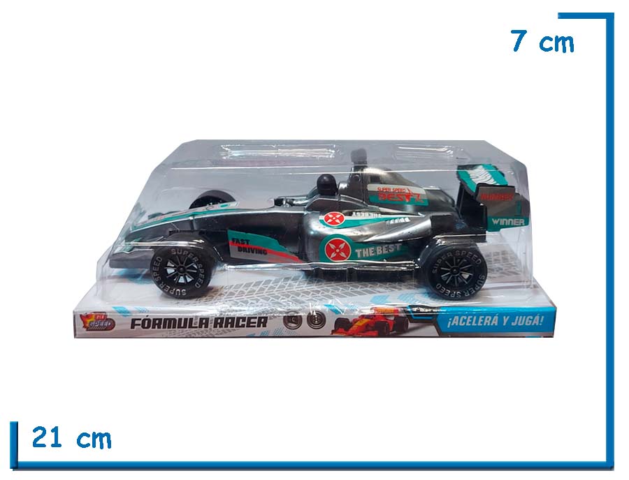 GO SPEED FORMULA RACER PLATEADO AUTO F1 A FRICCION EN BURBUJA