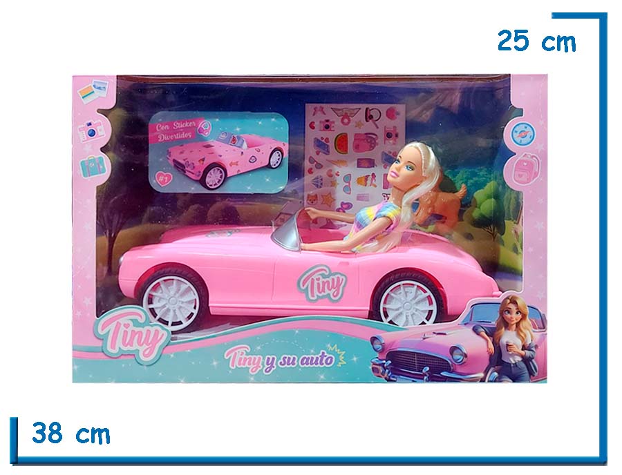 TINY FANTASY TINY Y SU AUTO ROSA MUÑECA CON VEHICULO