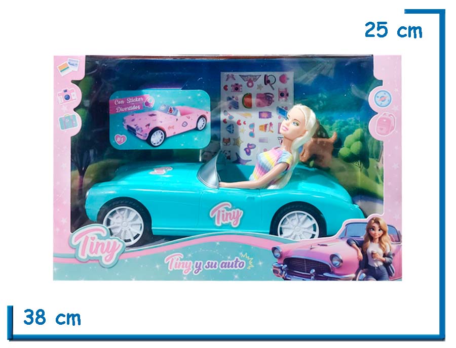 TINY FANTASY TINY Y SU AUTO TURQUESA MUÑECA CON VEHICULO