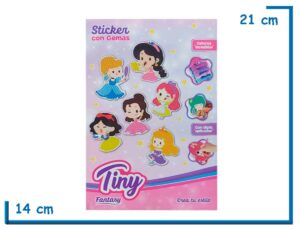 TINY FANTASY STICKER CON GEMAS PRINCESAS CON LAPIZ COLOCADOR
