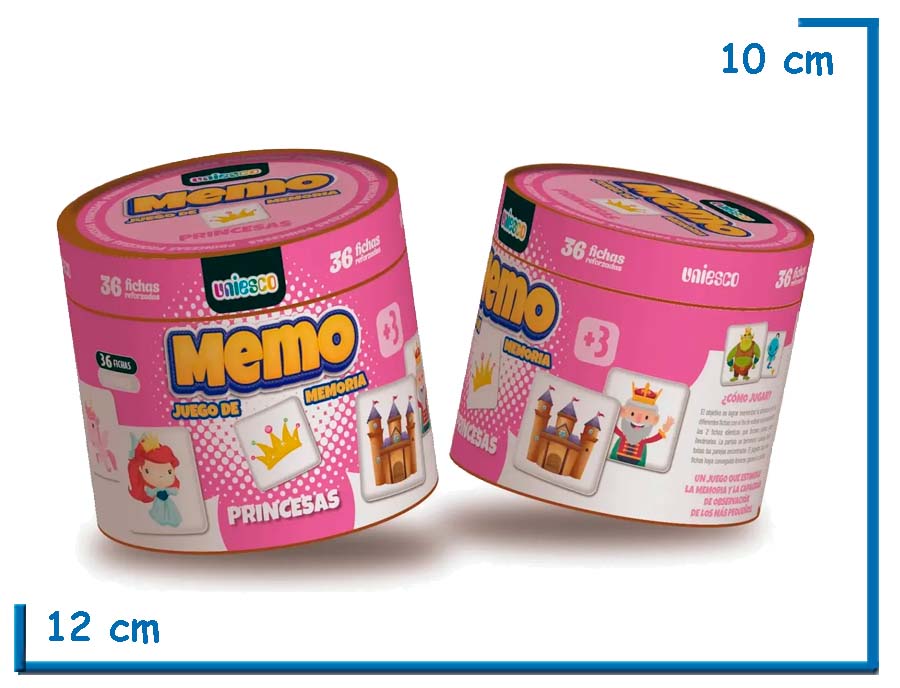 MEMO JUEGO DE MEMORIA PRINCESAS 36 FICHAS EN POTE