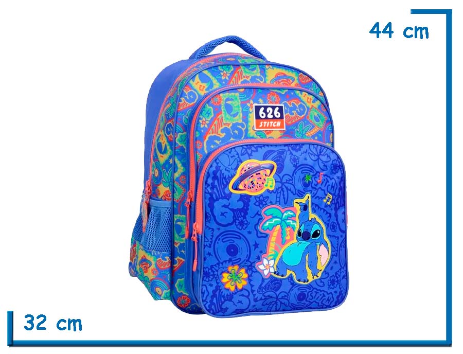 MOCHILA ESPALDA 17” STITCH AZUL DISCO