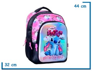 MOCHILA ESPALDA 17” STITCH NEGRA OUT OF THIS WORLD RELIEVE