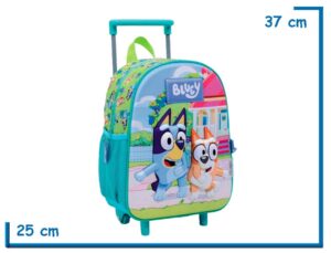 MOCHILA CARRO 12” BLUEY VERDE BLUEY Y BINGO BAILANDO RELIEVE