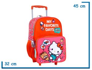 MOCHILA CARRO 16” HELLO KITTY ROJA MY FAVORITE DAYS