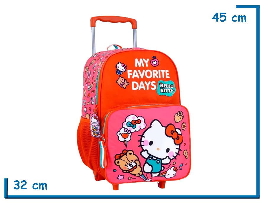 MOCHILA CARRO 16” HELLO KITTY ROJA MY FAVORITE DAYS