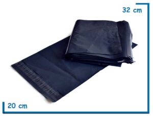 BOLSAS ECOMERCE LISA NEGRA CON ADHESIVO 20X32CM PACK X100