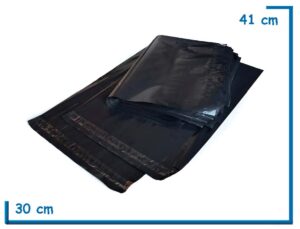 BOLSAS ECOMERCE LISA NEGRA CON ADHESIVO 30X41CM PACK X100
